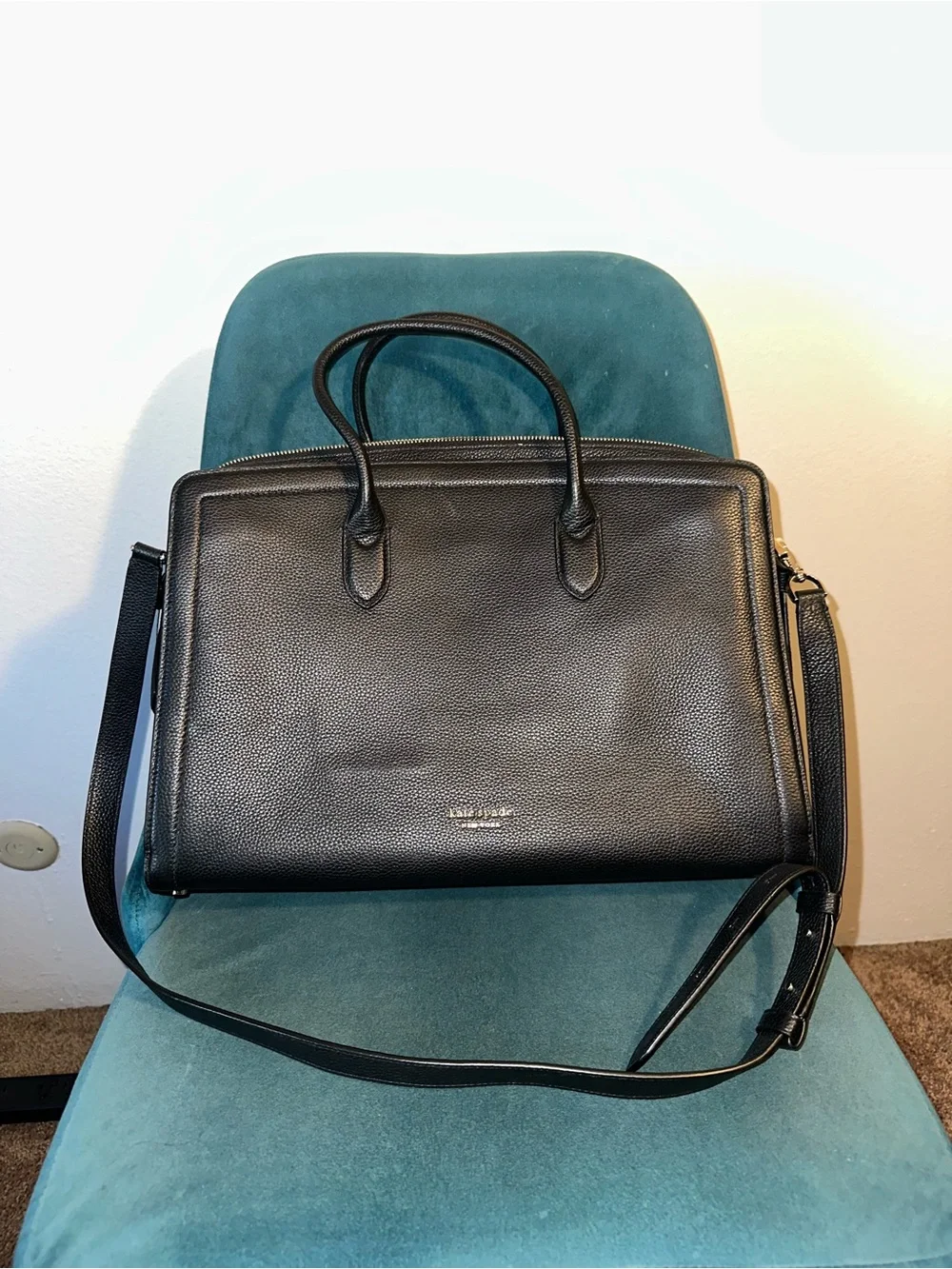 kate spade Black Pebbled Leather Laptop Tote